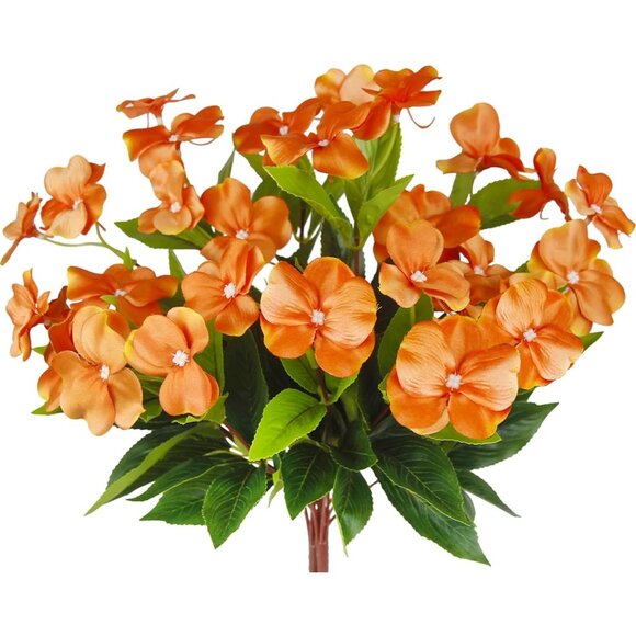 Other - 2-Pcs Orange Artificial Faux Silk Flowers Hanging Basket Lawn Garden Decoration